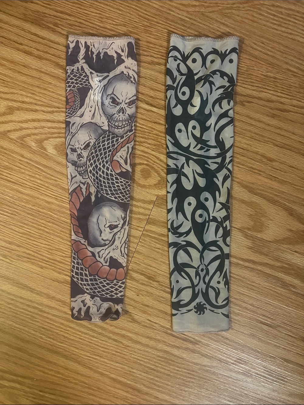 Tattoo-Style Arm Sleeves — Skull & Tribal Prints Great for Halloween 🎃